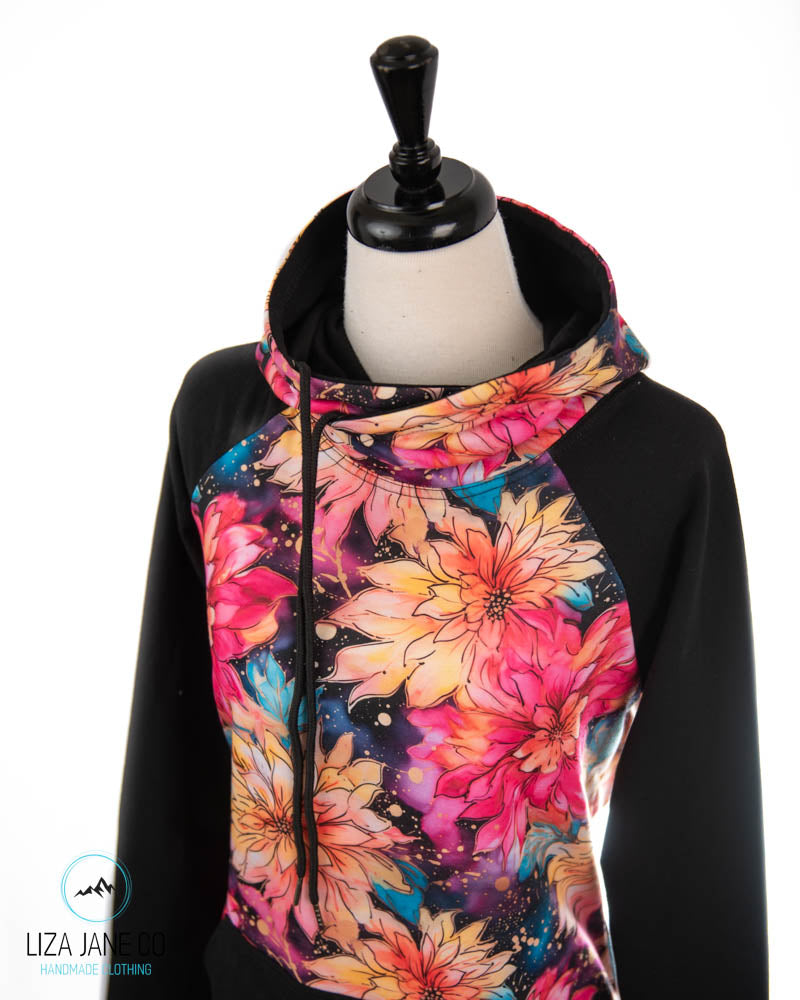 Grungy Dahlia and black on sleeves {Made to Order}