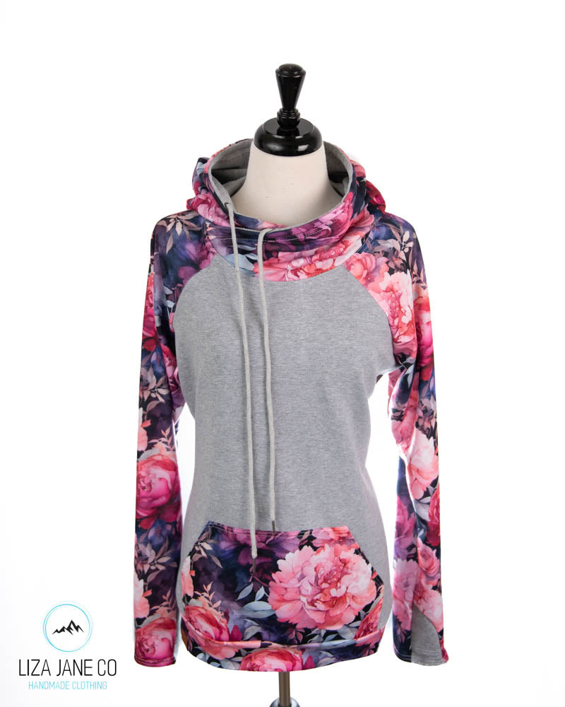 Pink & Purple Peonies and Grey on body {Made to Order}