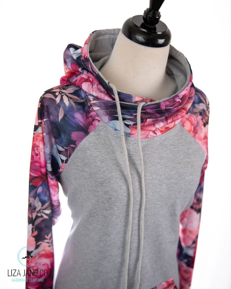 Pink & Purple Peonies and Grey on body {Made to Order}