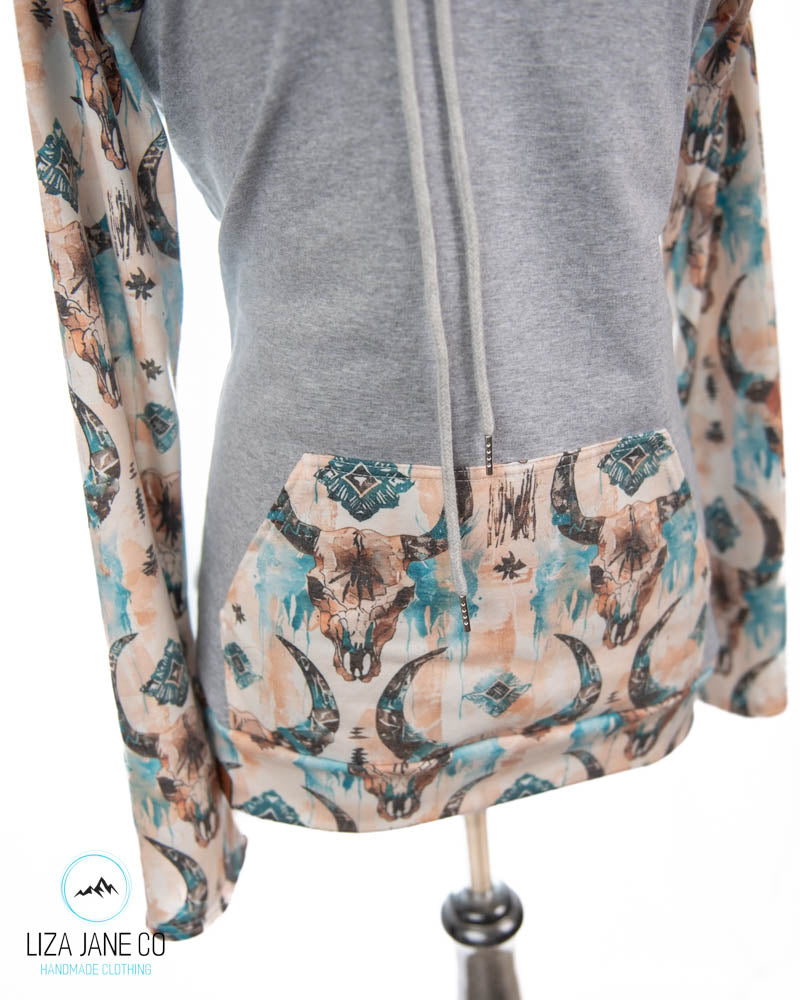 Turquoise Skulls and Grey on body {Made to Order}