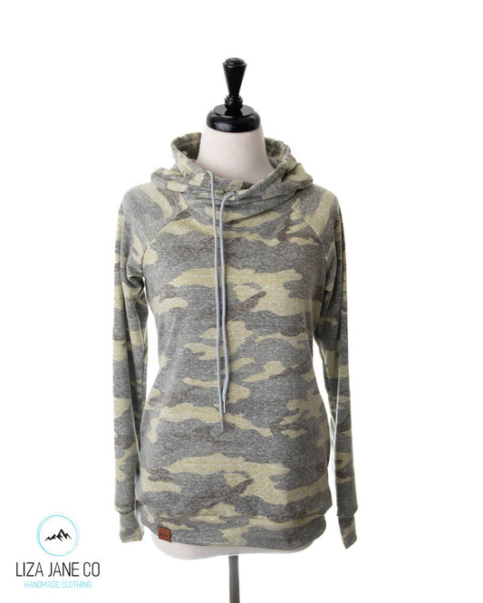 Women's Hoodie | Triblend Green Camo