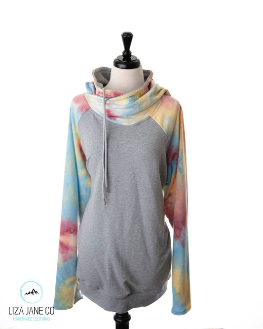 Women's Hoodie | Light tie-dye and Grey {4XL}