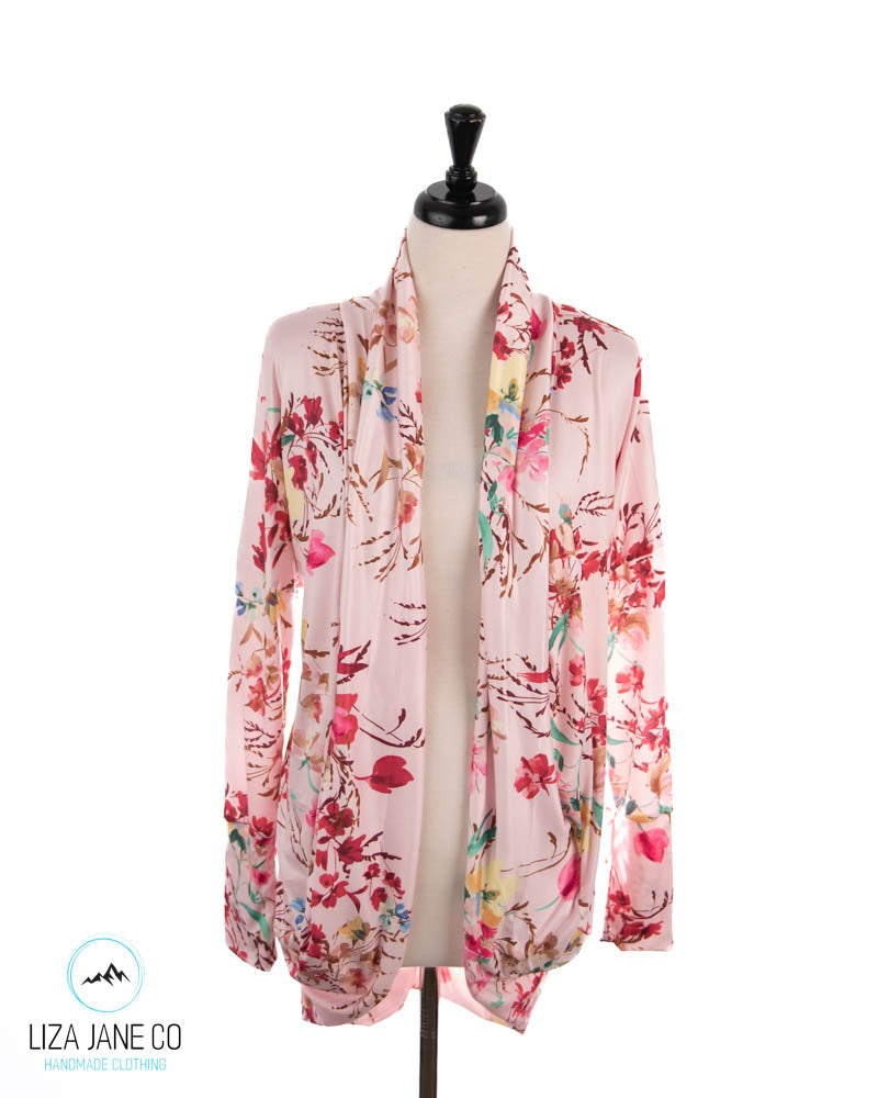 Women's Cocoon Cardigan | Floral on Light Rose