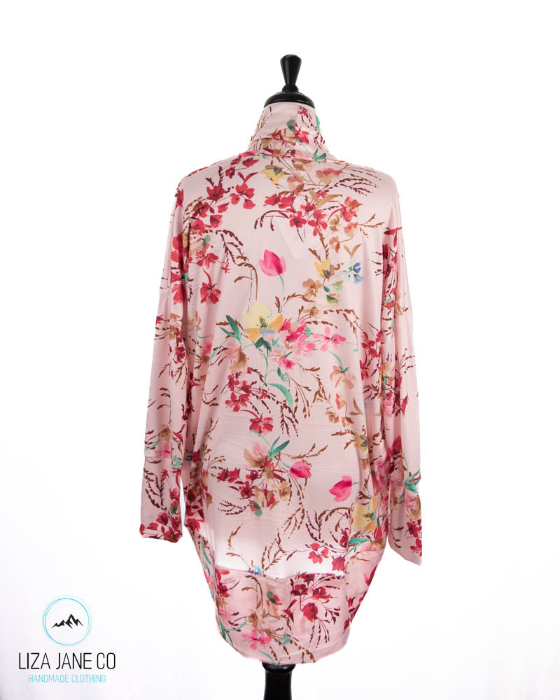 Women's Cocoon Cardigan | Floral on Light Rose