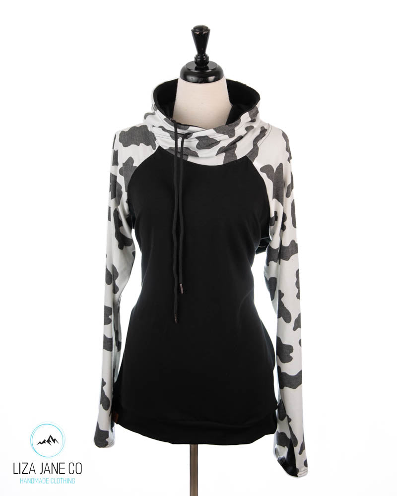 Women's Hoodie | Cow Print & Black