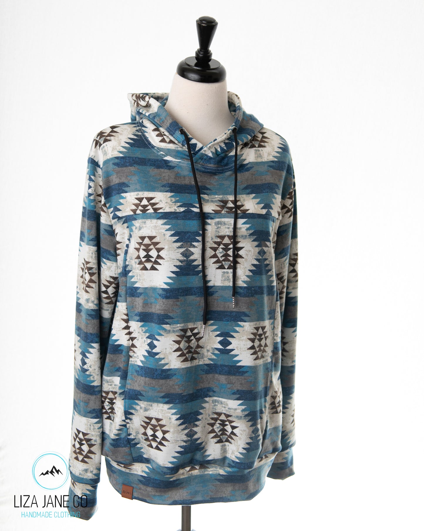 Men's Hoodie | Blue Aztec
