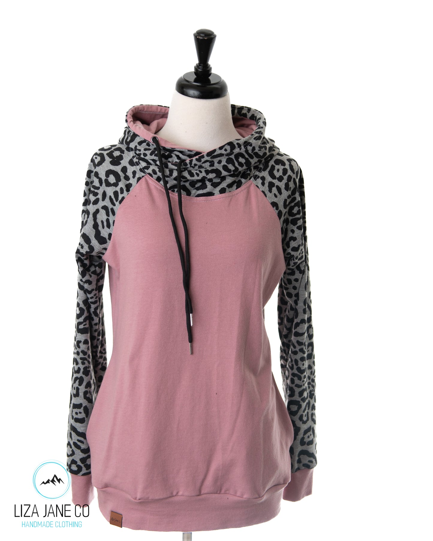 Women's Hoodie | Leopard on grey and Mauve {Medium}