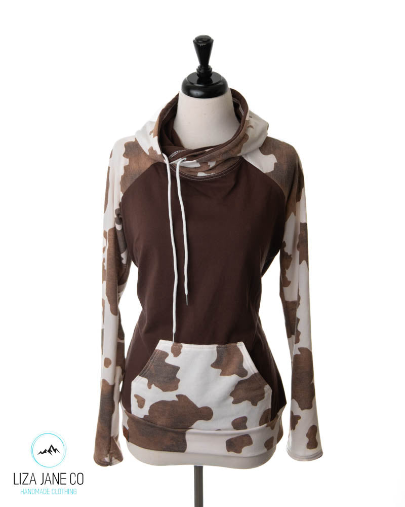 Women's Hoodie | Brown Cow Print