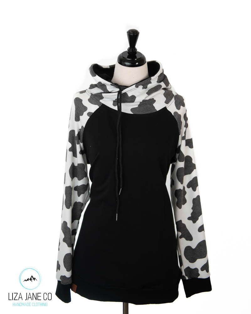 Women's Hoodie | Cow Print & Black