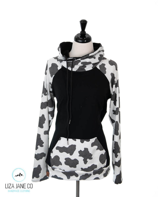 Women's Hoodie | Cow Print & Black