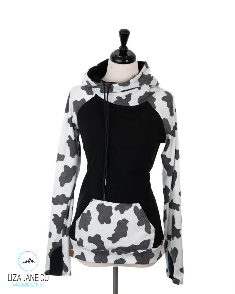 Women's Hoodie | Cow Print & Black
