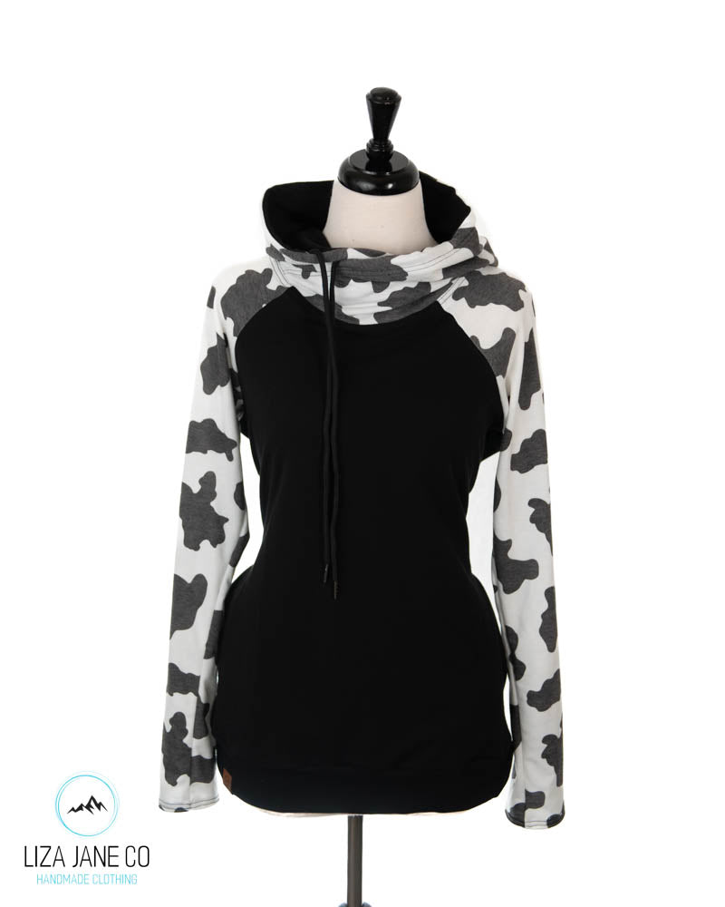 Women's Hoodie | Cow Print & Black
