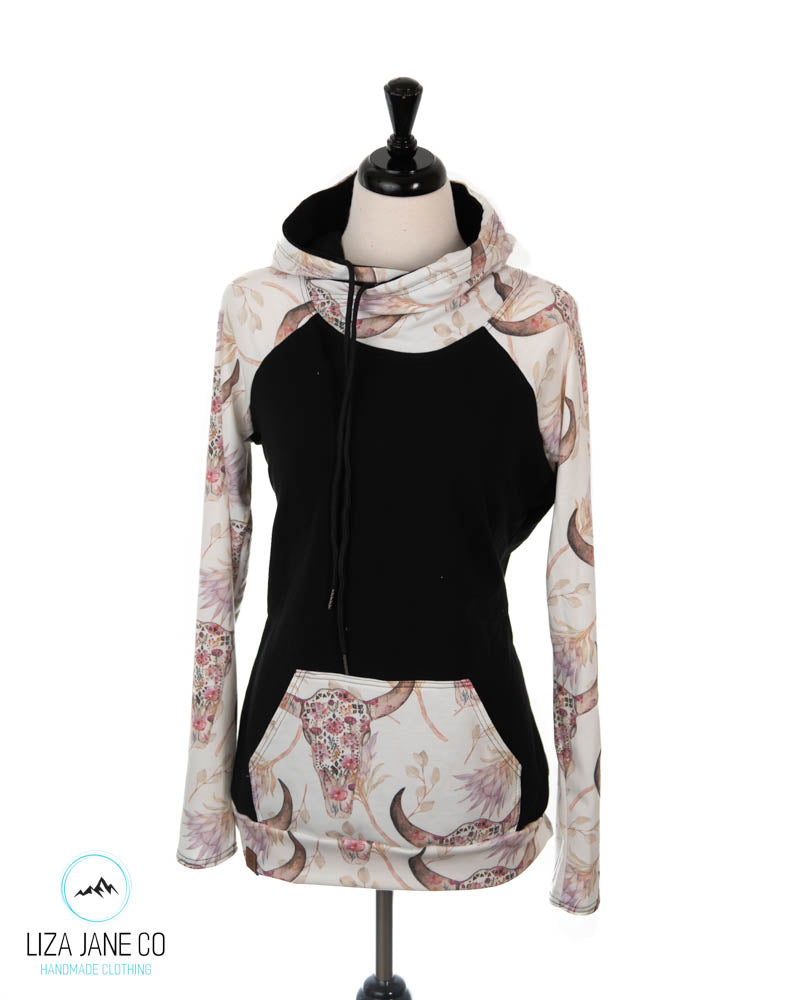 Women's Hoodie | Bull Skull & Black {Made to Order}