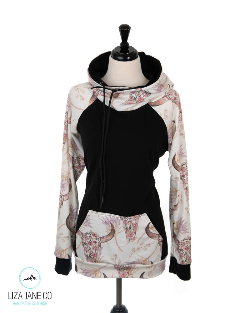 Women's Hoodie | Bull Skull & Black {Made to Order}