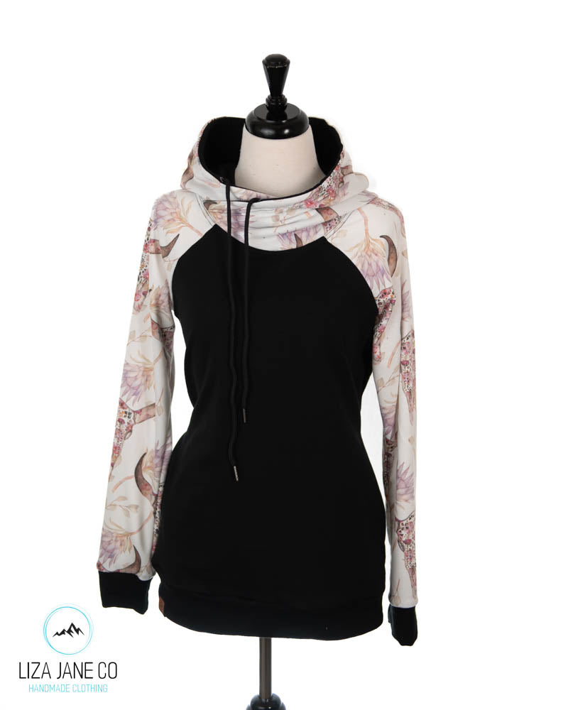 Women's Hoodie | Bull Skull & Black {Made to Order}