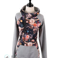Vibrant Floral skull on Navy and Grey on Sleeves 