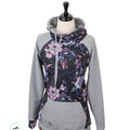 Purple Floral on black and Grey on Sleeves