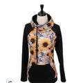 Vibrant Embroidered Sunflower and Black on Sleeves