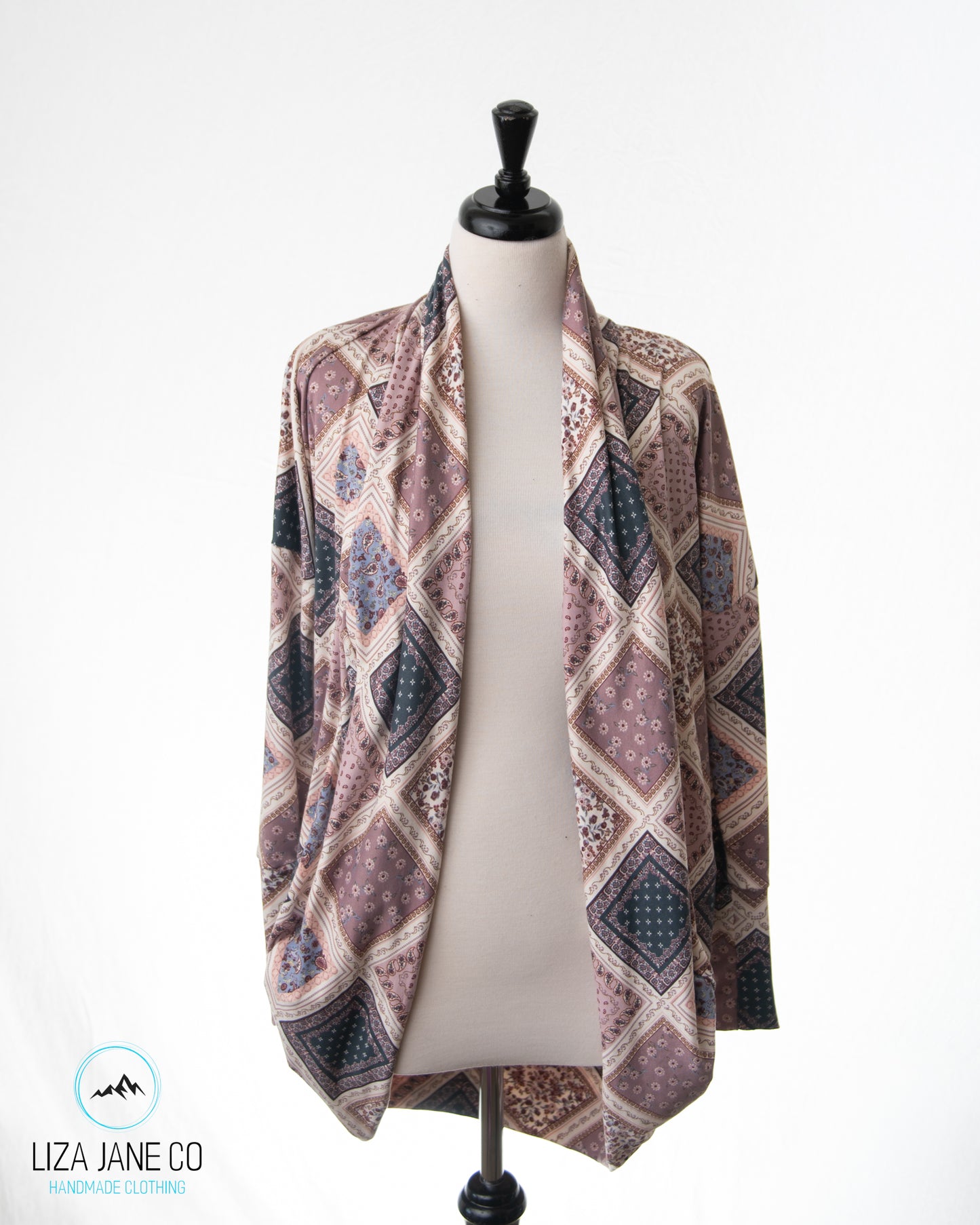Women's Cocoon Cardigan | Lavender Patchwork {Small}