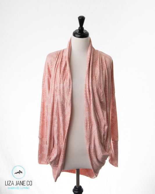 Women's Cocoon Cardigan | Rose Bandana Print