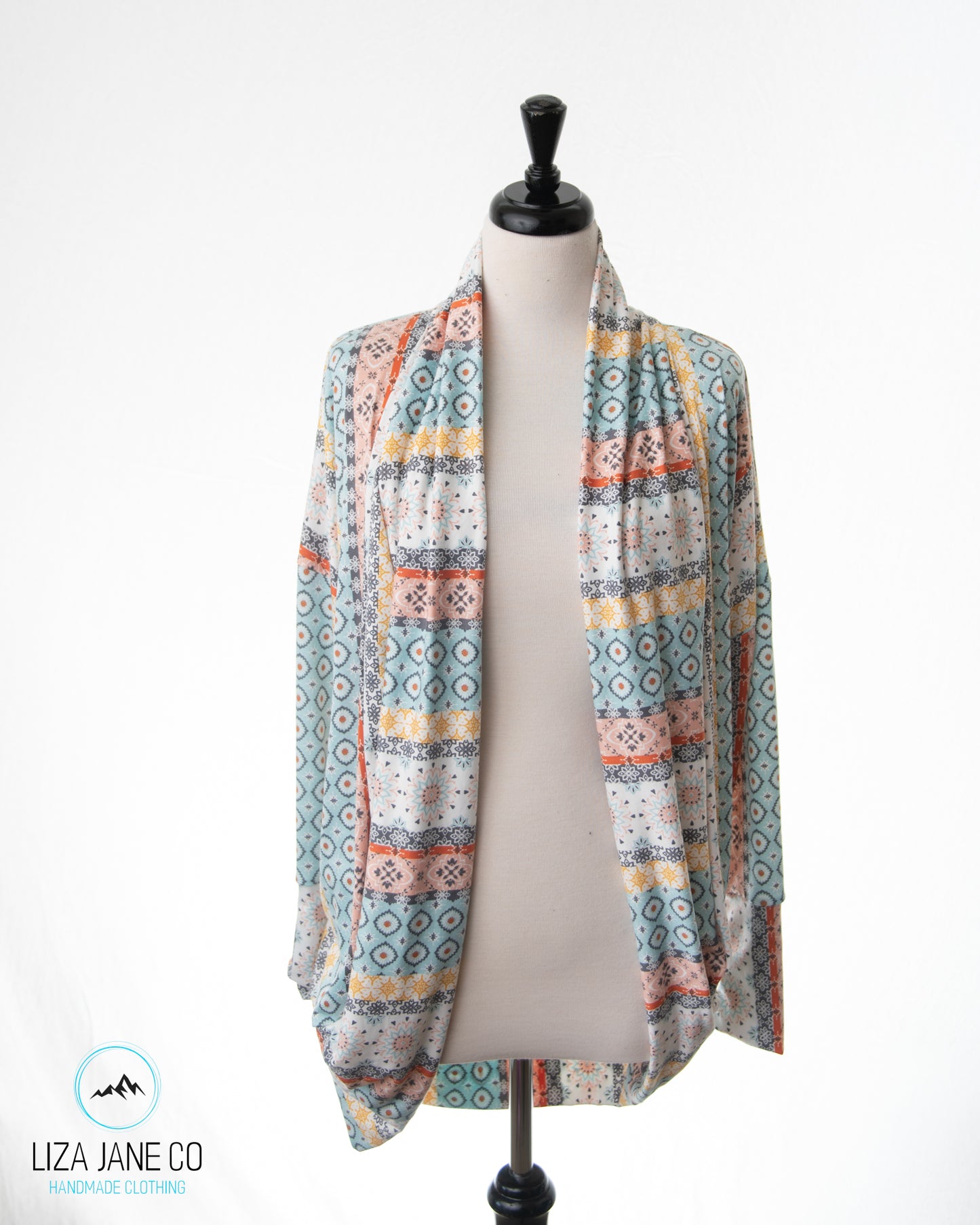 Women's Cocoon Cardigan | Vertical striped Pastel Boho