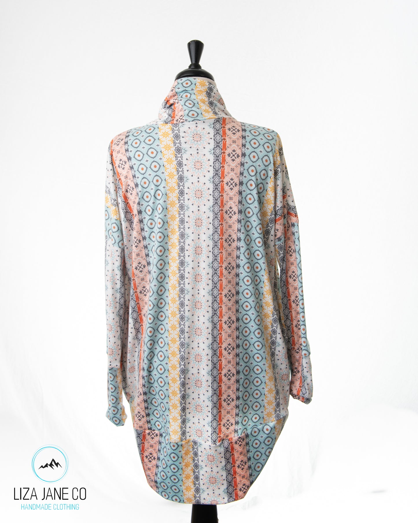Women's Cocoon Cardigan | Vertical striped Pastel Boho {Small}