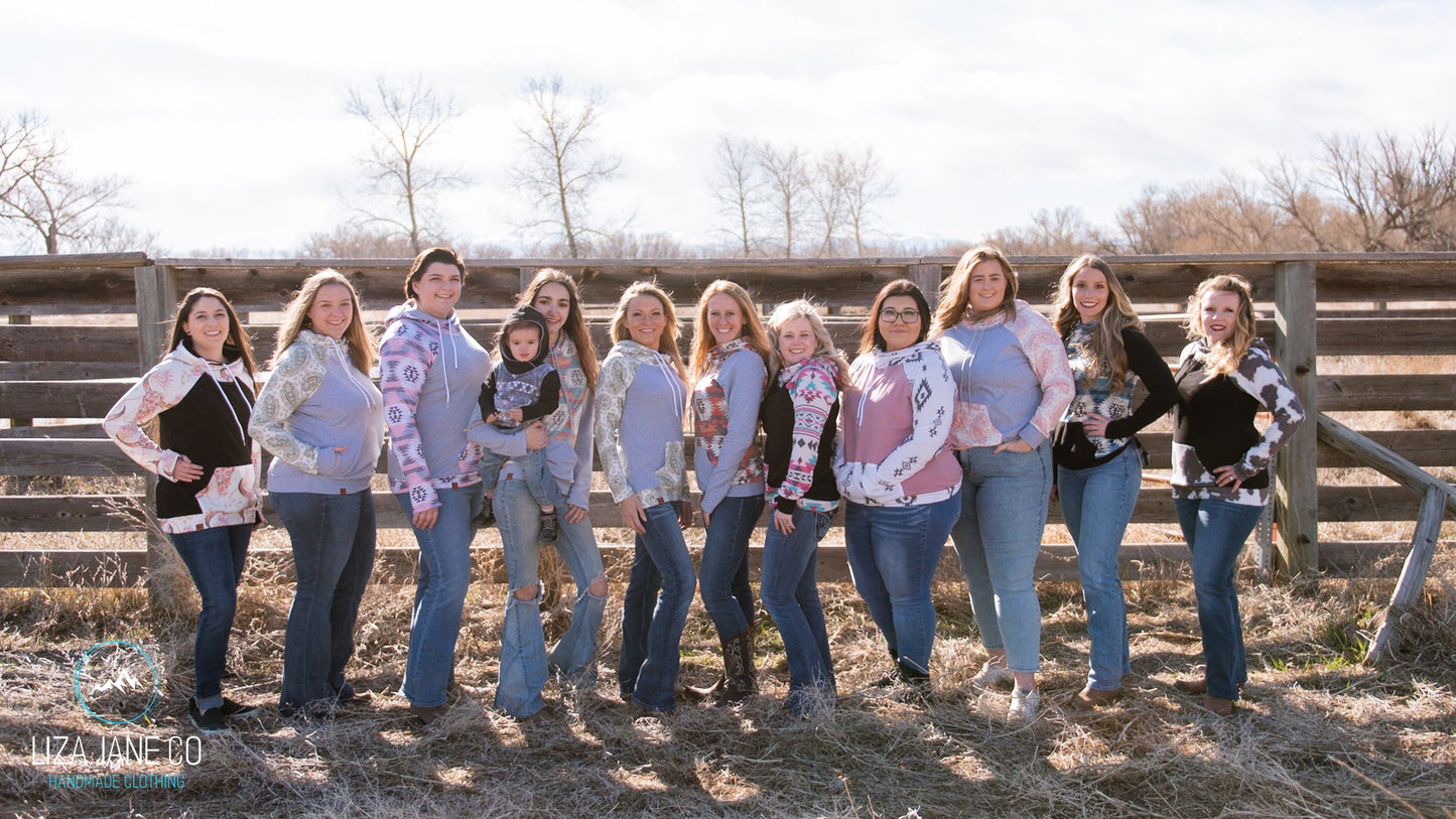 Women's Hoodie | Wine patchwork & Grey Body {3XL}