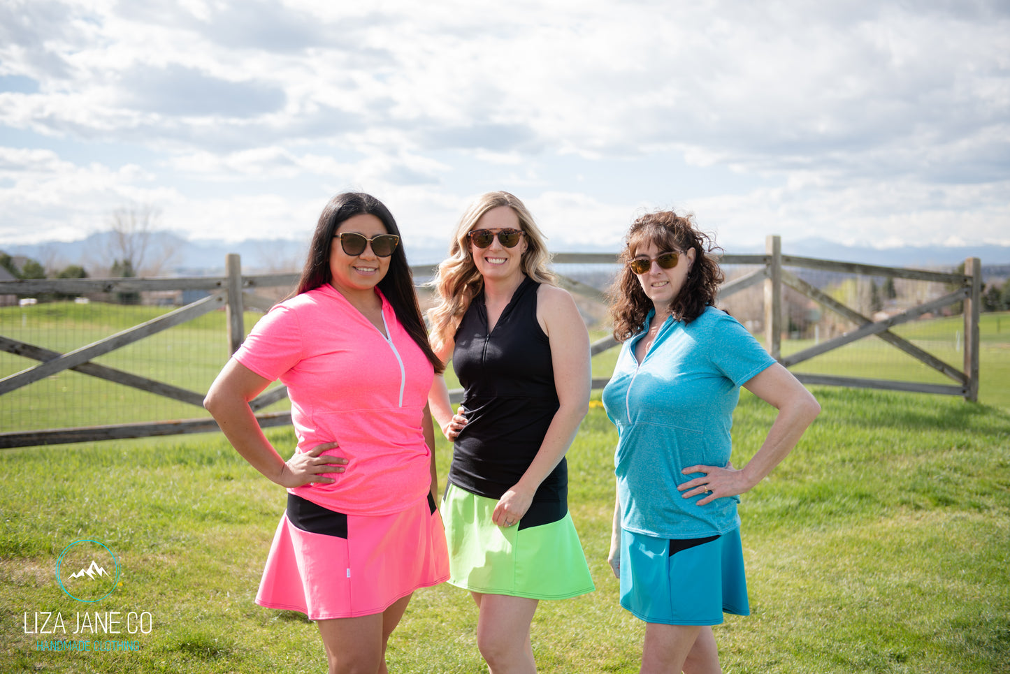 Blue 3/4 zip Women's Golf Shirt - Short sleeve