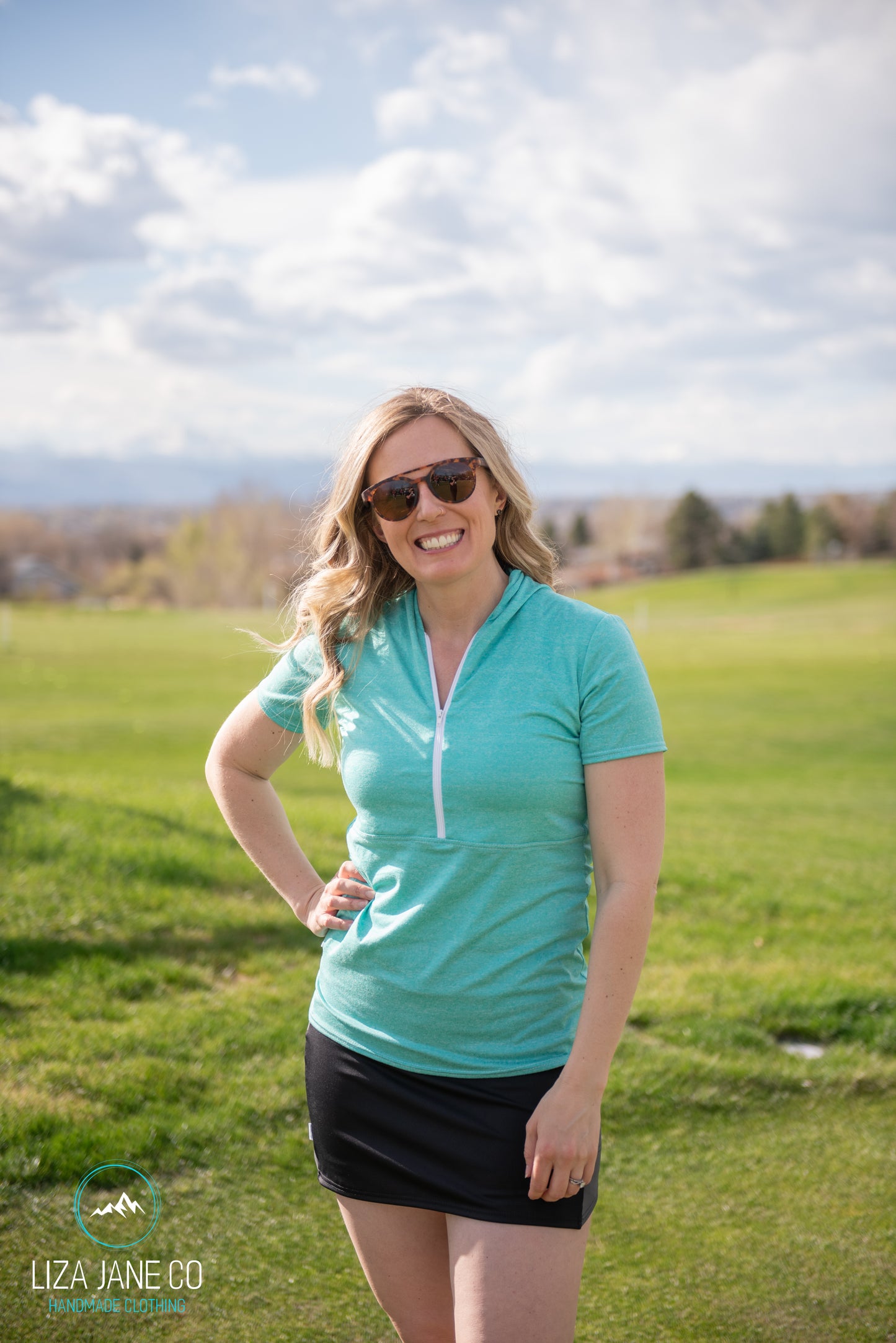 Mint 3/4 zip Women's Golf Shirt - Short sleeve