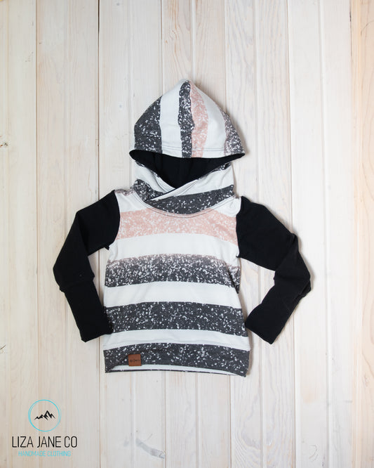 Grow with Me Hoodie | Glitter Stripes and Black {1-3 Year}