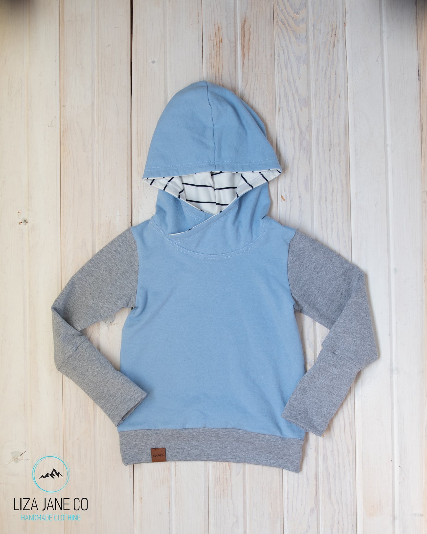 Grow with Me Hoodie | Light Blue and Grey {3-6 Year}