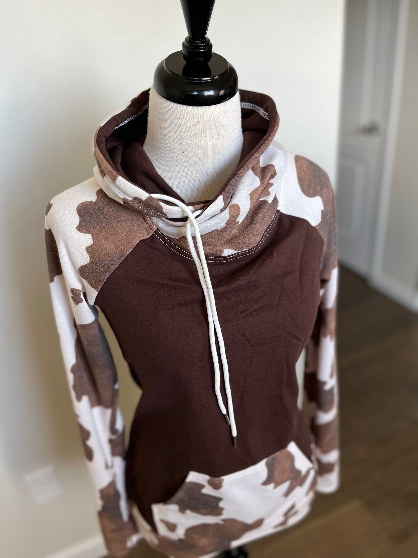 Women's Hoodie | Brown Cow Print