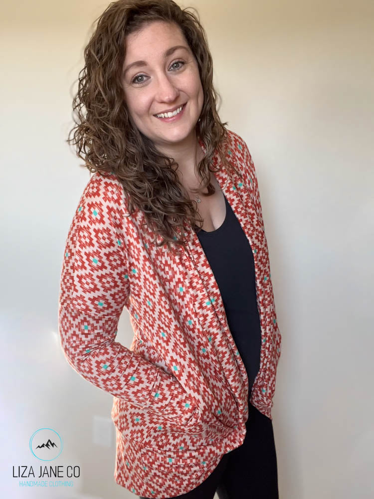 Women's Cocoon Cardigan | Turquoise and Rust Aztec