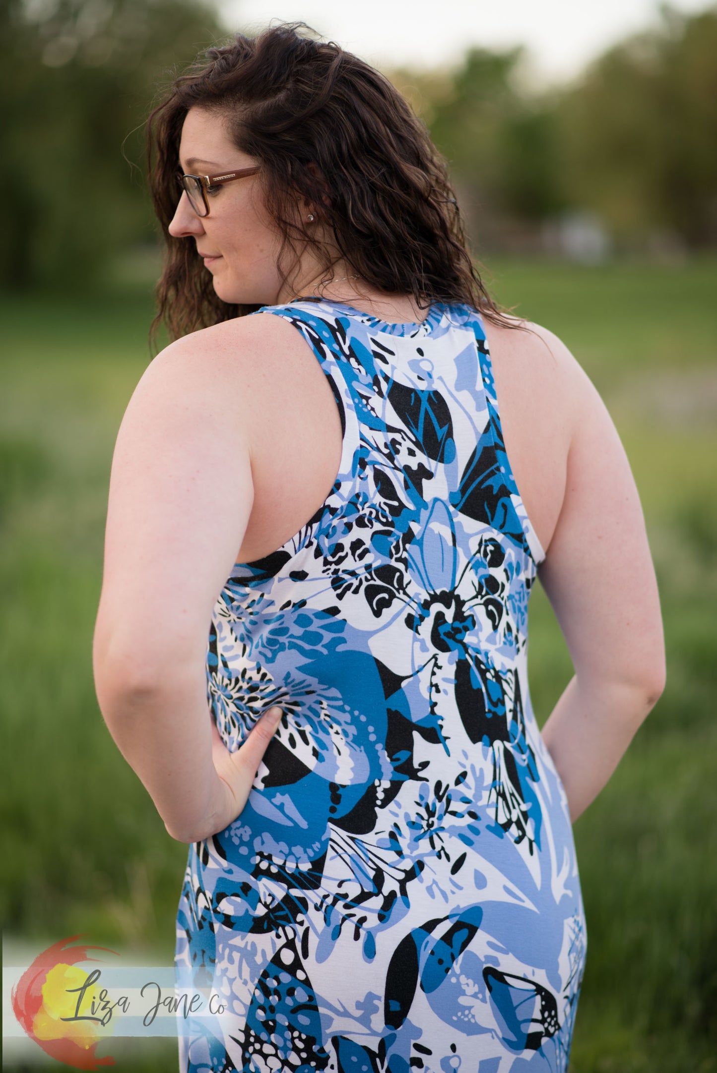 Women's Dress | Retro Blue Maxi Tank Dress {X-Large}
