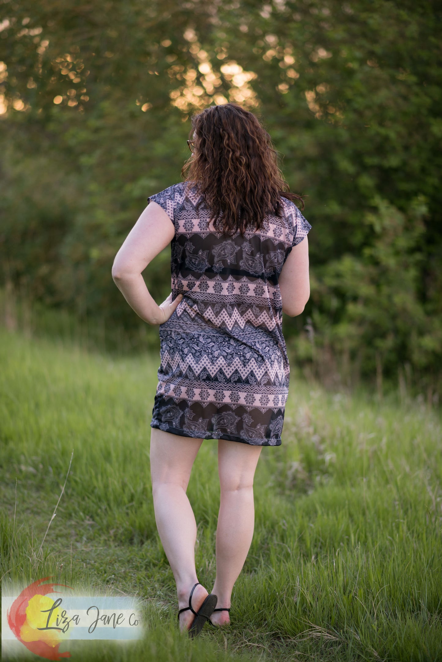 Women's Swimsuit Cover up | Pink and Blue Mesh Dress {Large}