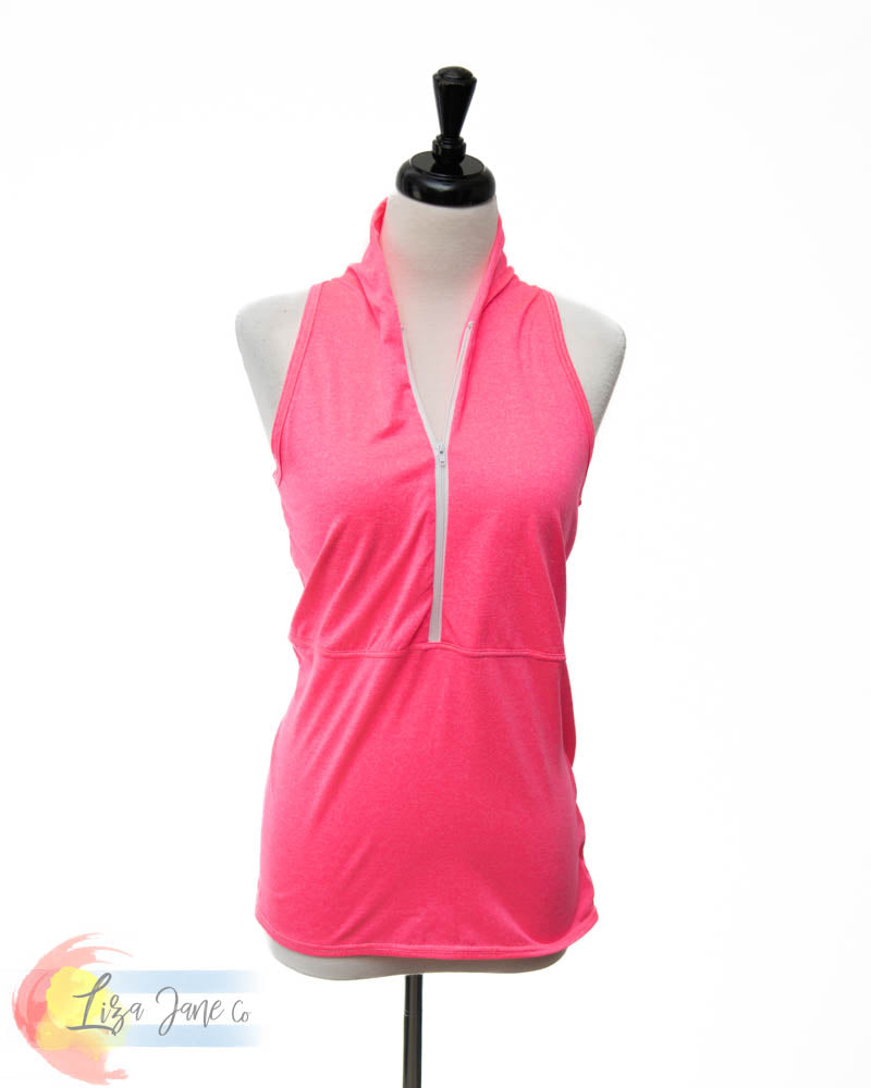 Hot Pink 3/4 zip Women's Golf Shirt - Sleeveless X-Large Hot Pink 3/4 zip Women's Golf Shirt - Sleeveless X-Large