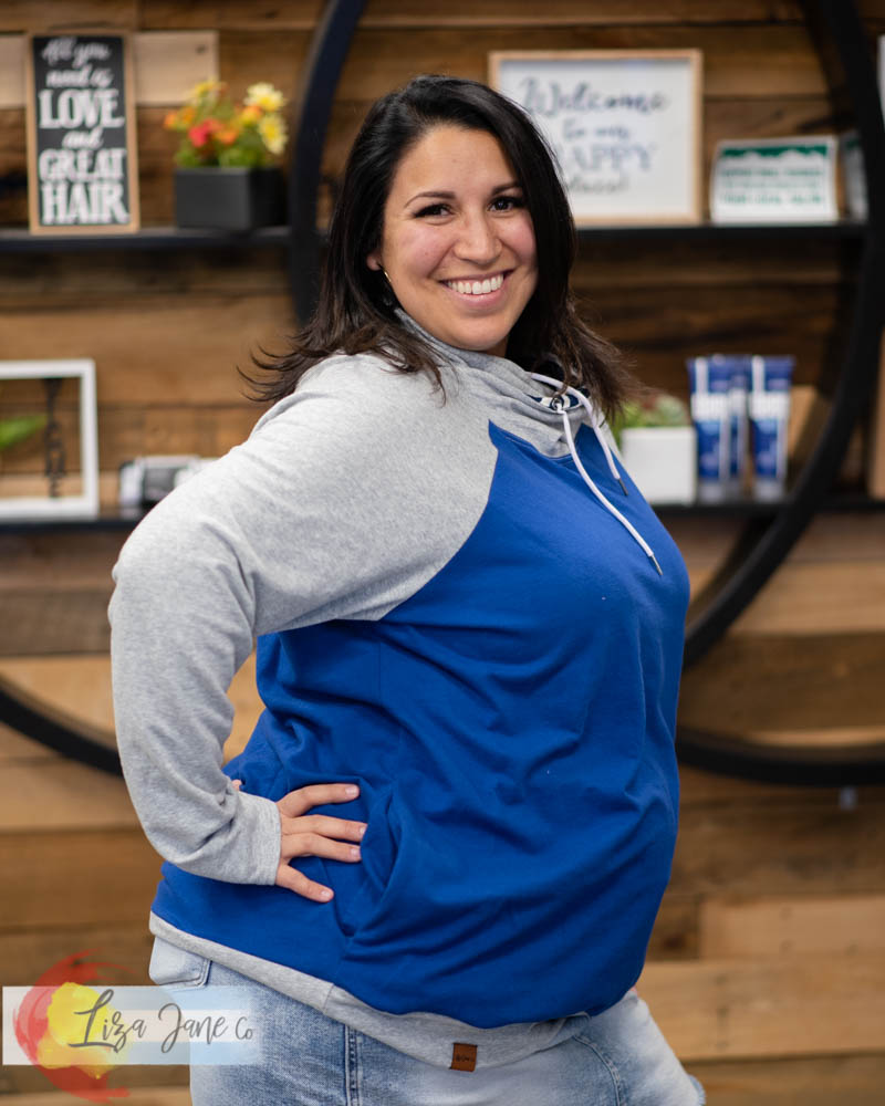 Women's Hoodie | Royal Blue and Heather Grey {3XL}