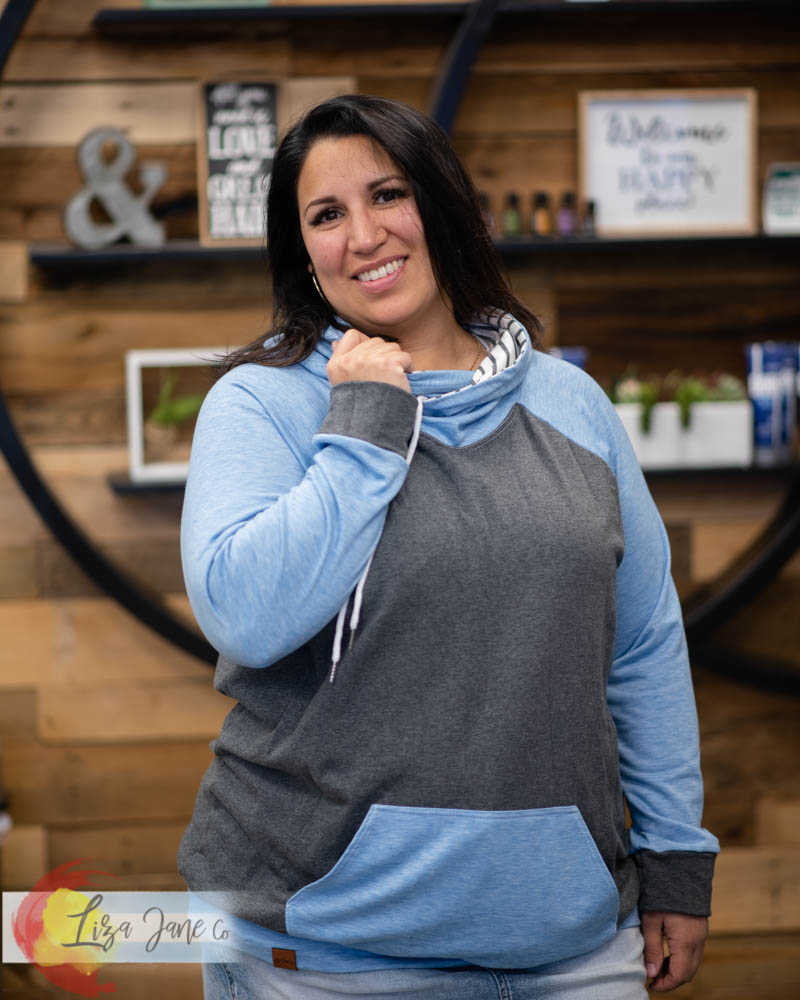 Women's Hoodie | Heathered Royal Blue and Charcoal {XX-Large}