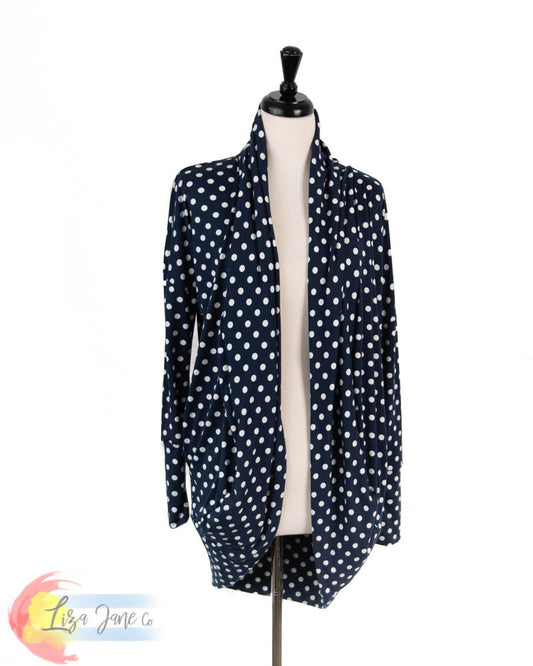 Women's Cocoon Cardigan | Dots on Navy {X-Large}
