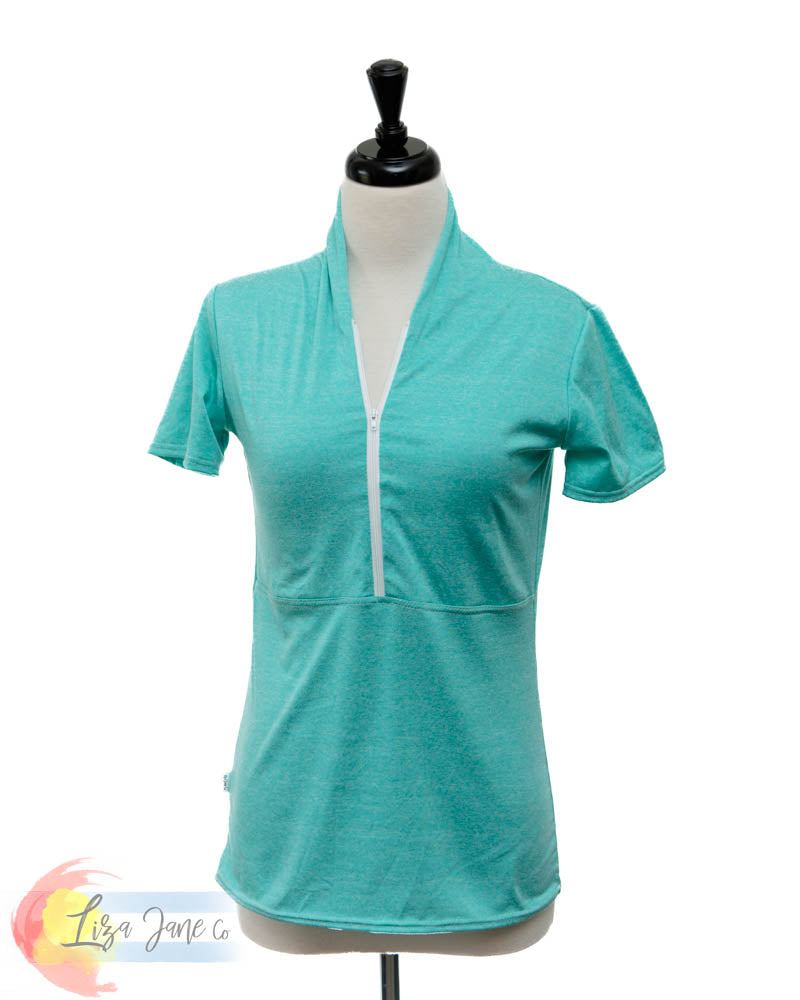 Mint 3/4 zip Women's Golf Shirt - Short sleeve