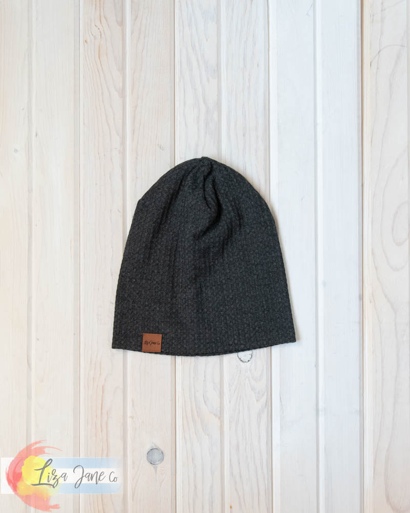 Slouchy Beanie - Charcoal Waffle