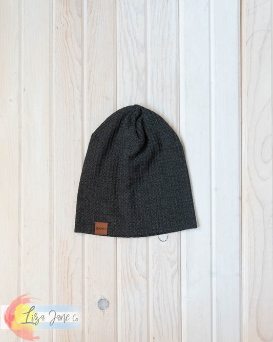 Slouchy Beanie - Charcoal Waffle