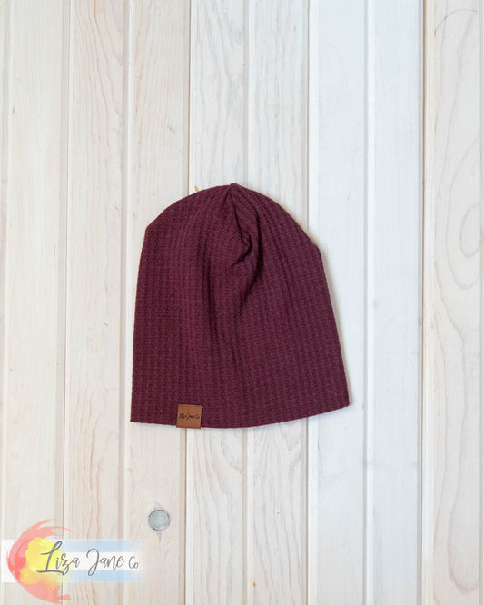 Slouchy Beanie - Burgandy Waffle