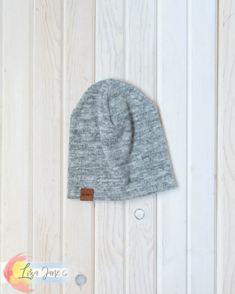 Slouchy Beanie - Heather Grey Sweater