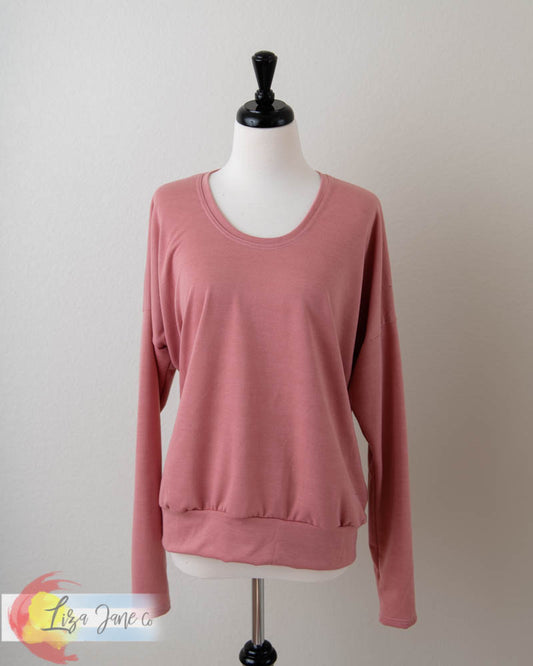 Women's Dolman Top | Mauve Long Sleeve {X-Large}