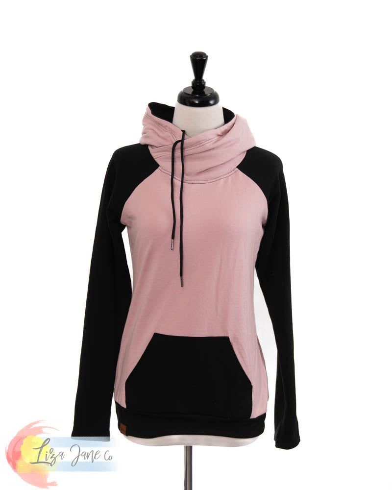 Women's Hoodie | Dusty Pink & Black {Small}
