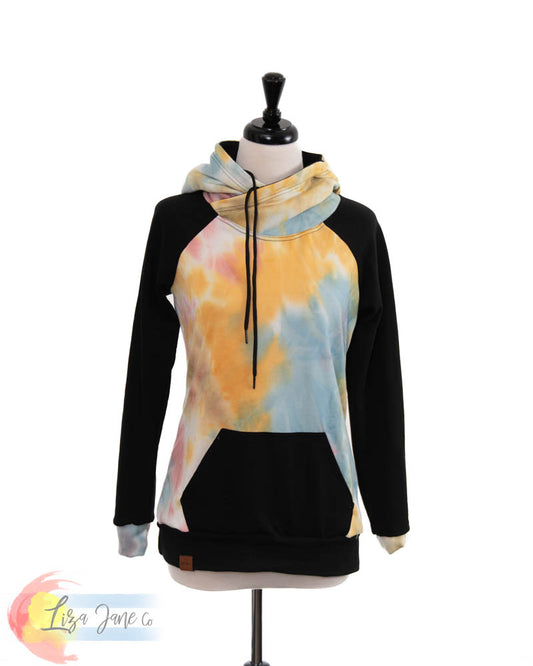 Women's Hoodie | Pastel Tie Dye and Black {Small}