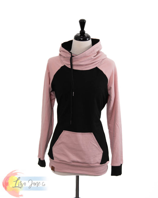 Women's Hoodie | Dusty Pink & Black {Medium}