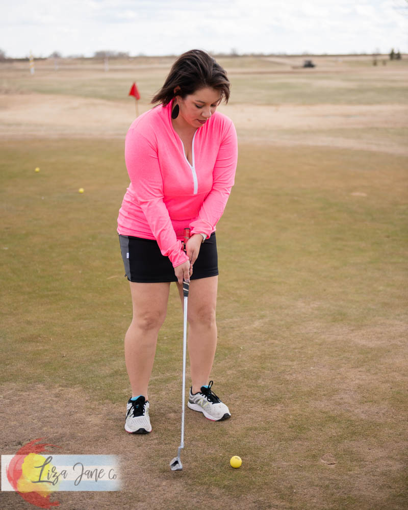 3/4 zip Women's Golf Shirt - Pink Long Sleeve {Large}
