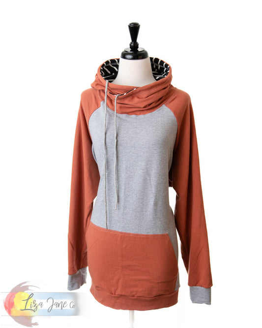 Women's Hoodie | Rust & Heather Grey {4XL}